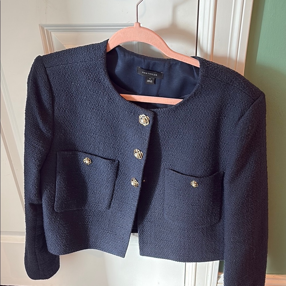 Ann Taylor Blue Tailored Cropped Blazer